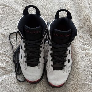 Air Jordan Boys High-Top Sneakers in White/Black with Red Detail Size 6